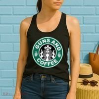 Guns And Coffee Parody Women's Tank Top thumb 2