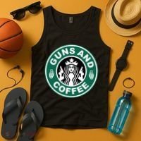 Guns And Coffee Parody Tank Top thumb 4