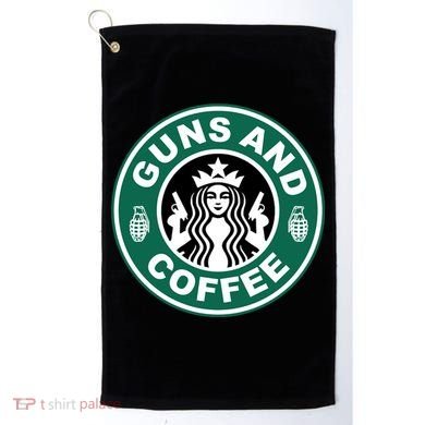 Guns And Coffee Parody Golf Towel