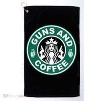 Guns And Coffee Parody Golf Towel thumb 0