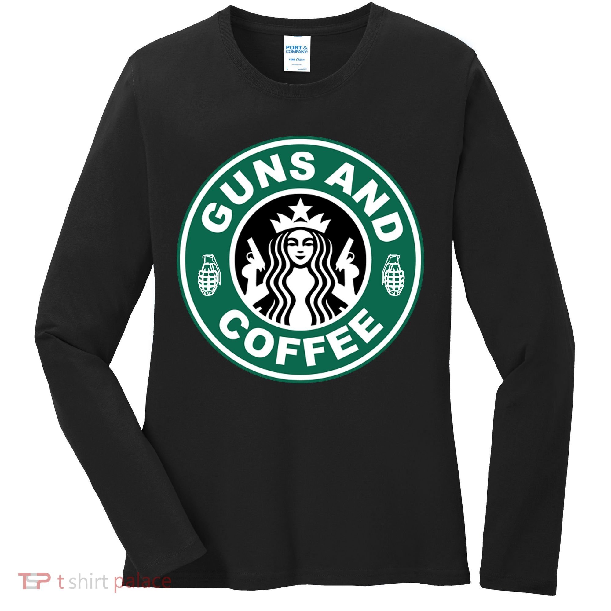 Guns And Coffee Parody Women's Long Sleeve Shirt