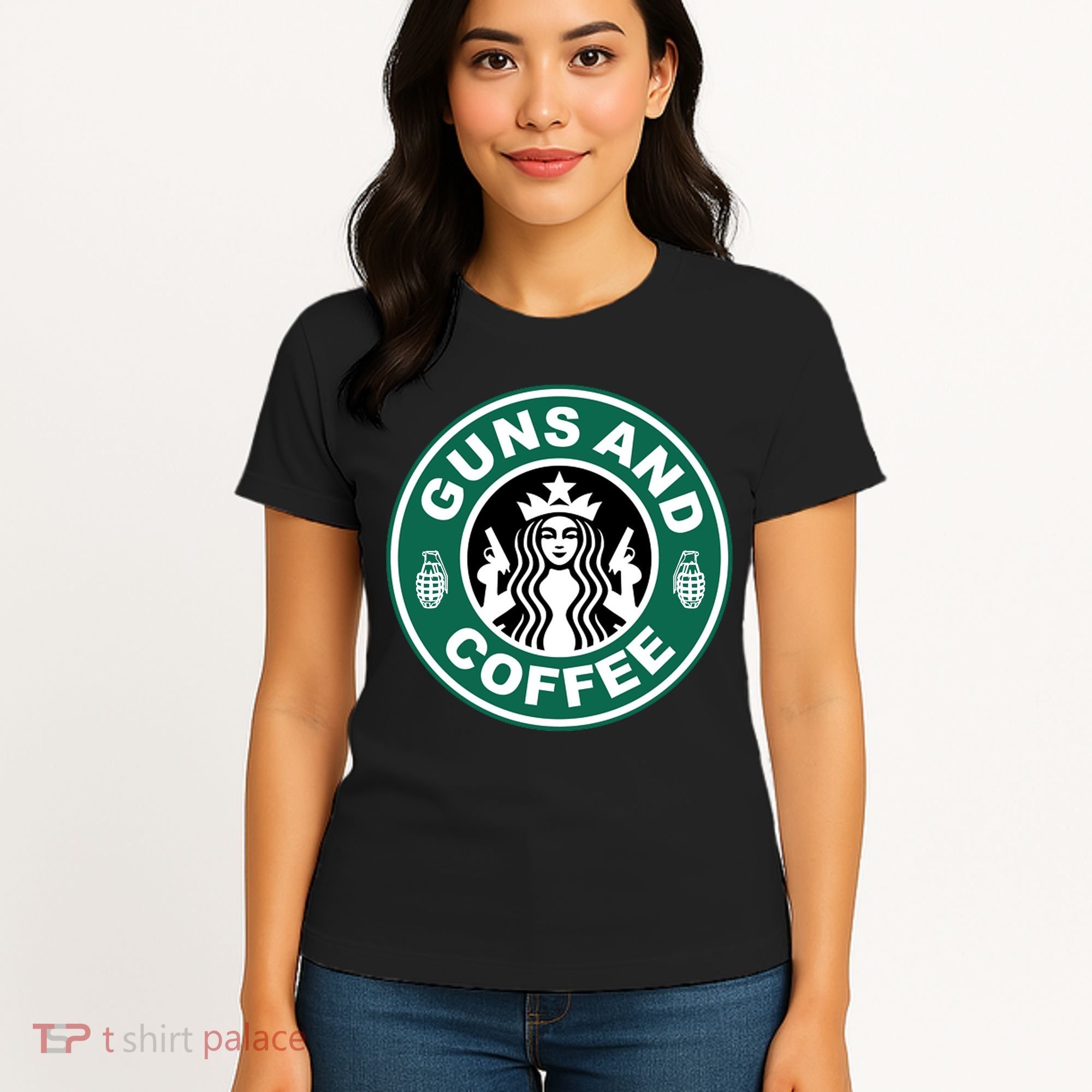 Guns And Coffee Parody Women's T-Shirt