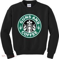 Guns And Coffee Parody Kids Sweatshirt thumb 0