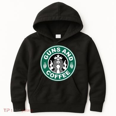 Guns And Coffee Parody Kids Hoodie