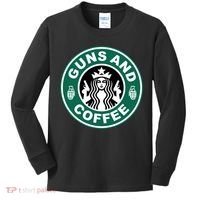 Guns And Coffee Parody Kids Long Sleeve Shirt thumb 0
