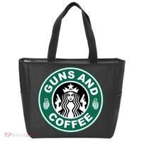 Guns And Coffee Parody Tote Bag thumb 0