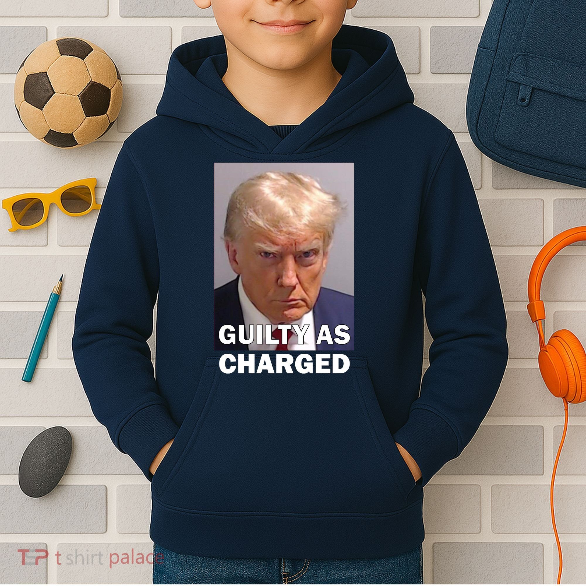 Guilty As Charge Trump Mugshot Kids Hoodie