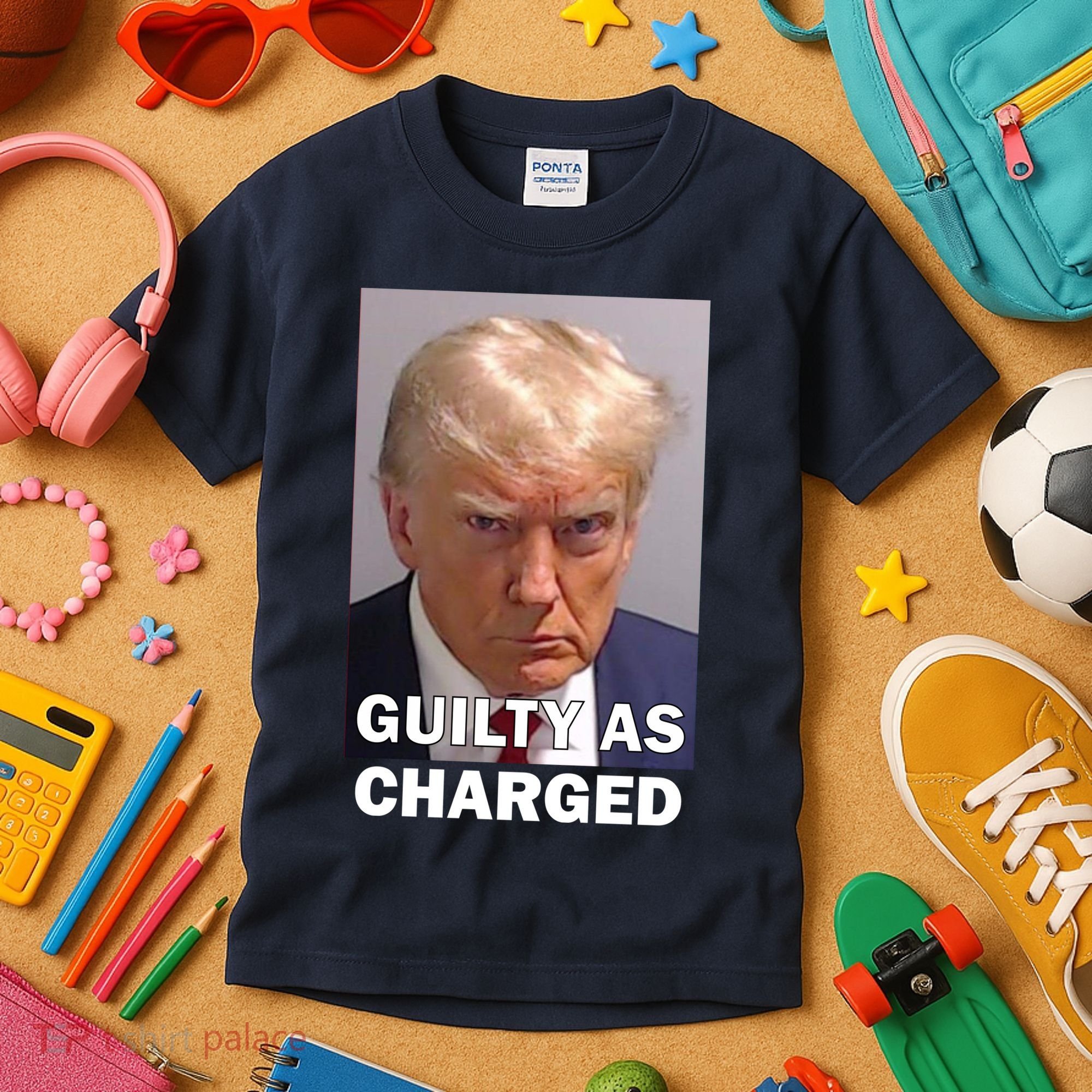 Guilty As Charge Trump Mugshot Kids T-Shirt