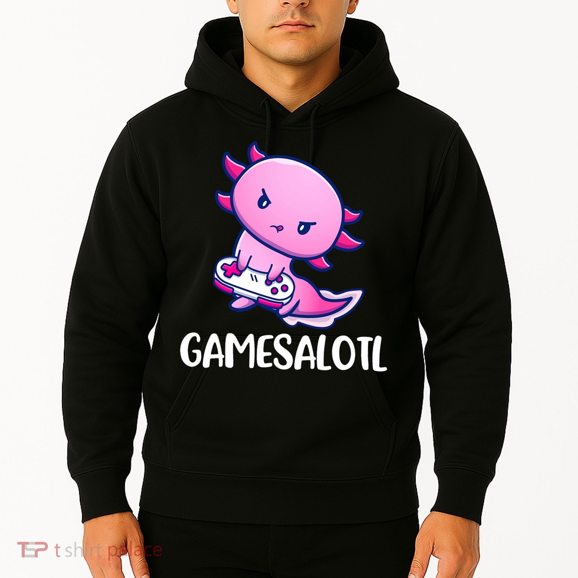 Gamesalotl Axolotl Cute Playing Video Game Hoodie
