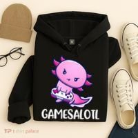 Gamesalotl Axolotl Cute Playing Video Game Hoodie thumb 4
