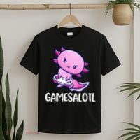 Gamesalotl Axolotl Cute Playing Video Game T-Shirt thumb 2