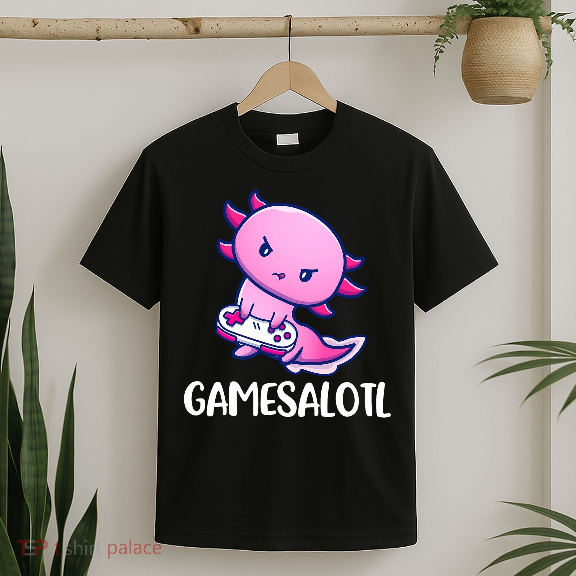 Gamesalotl Axolotl Cute Playing Video Game T-Shirt