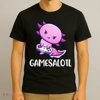 Gamesalotl Axolotl Cute Playing Video Game T-Shirt thumb 3