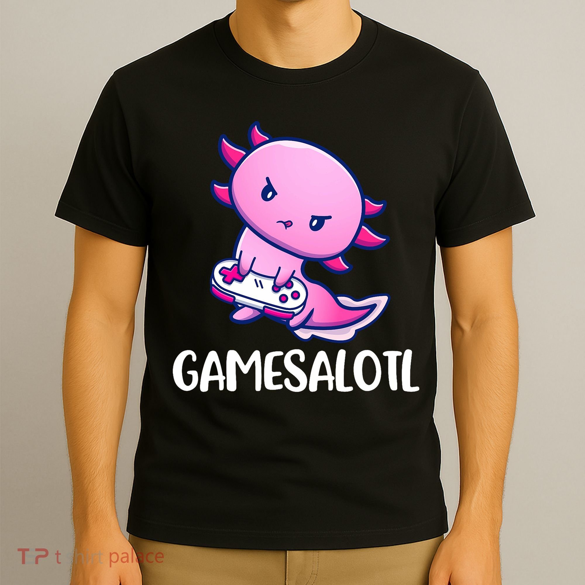 Gamesalotl Axolotl Cute Playing Video Game T-Shirt