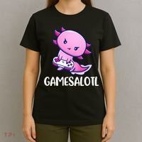 Gamesalotl Axolotl Cute Playing Video Game T-Shirt thumb 4
