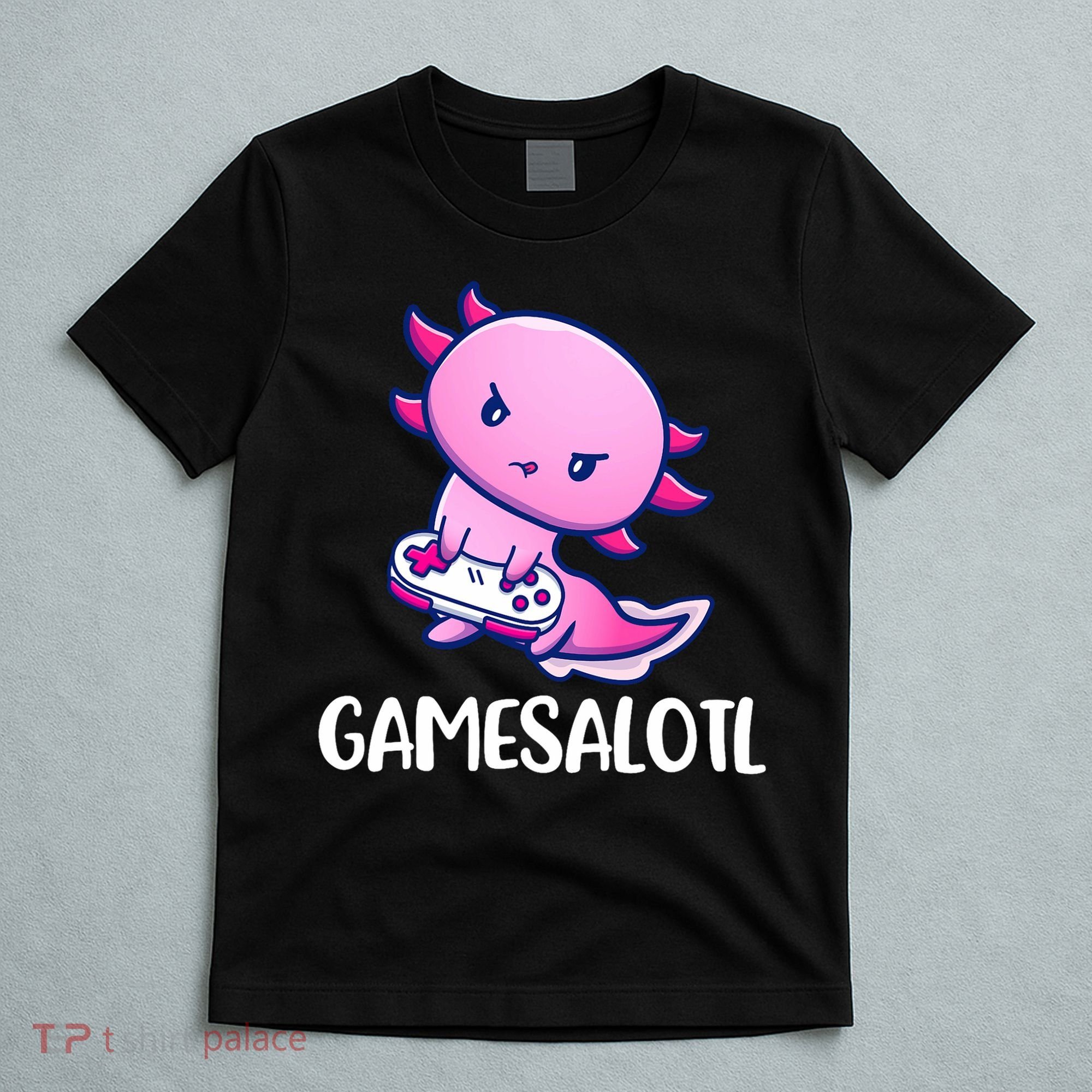 Gamesalotl Axolotl Cute Playing Video Game T-Shirt