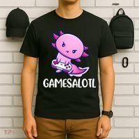 Gamesalotl Axolotl Cute Playing Video Game T-Shirt thumb 6