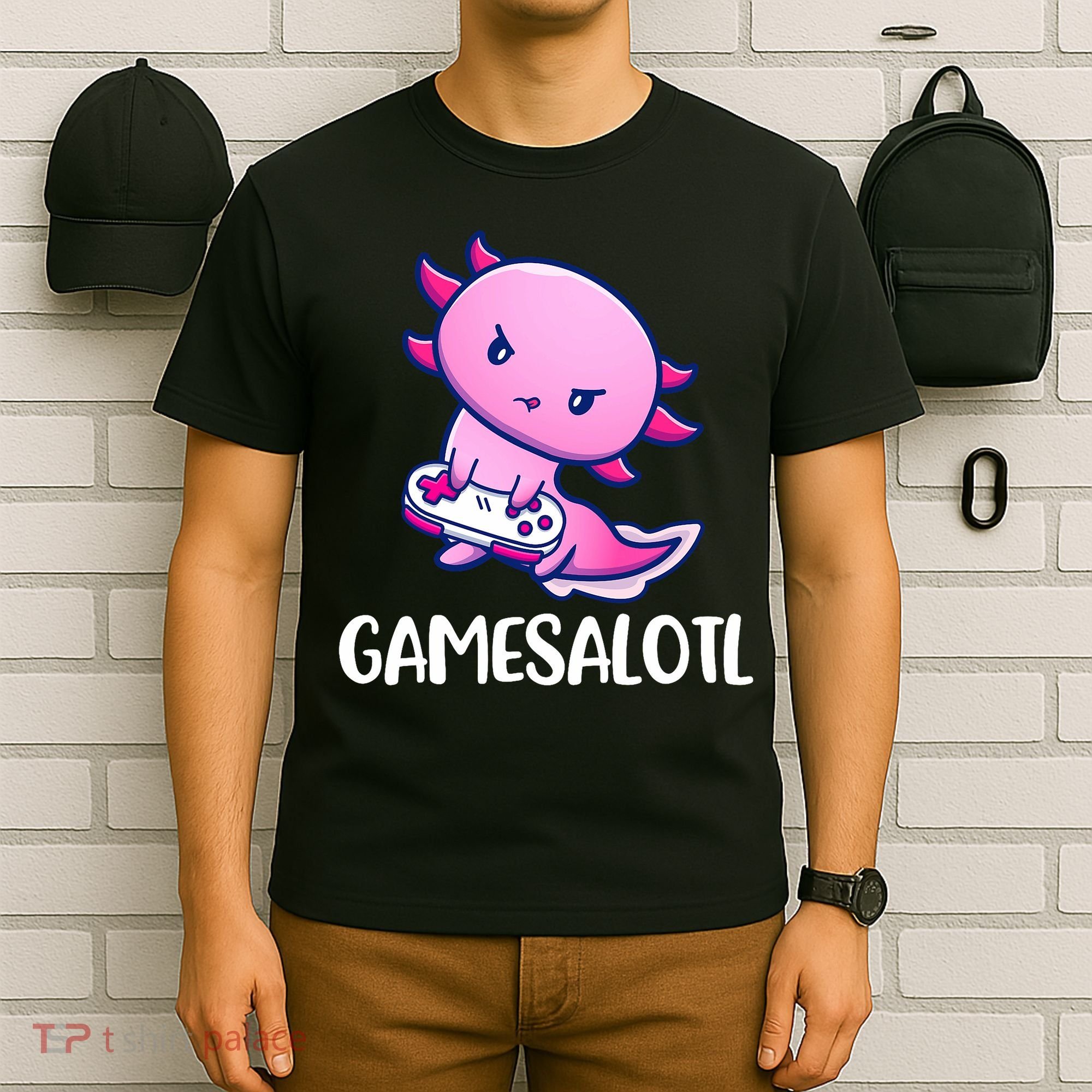 Gamesalotl Axolotl Cute Playing Video Game T-Shirt