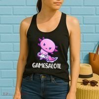 Gamesalotl Axolotl Cute Playing Video Game Women's Tank Top thumb 2
