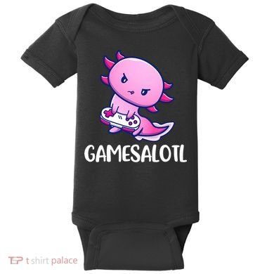 Gamesalotl Axolotl Cute Playing Video Game Baby Bodysuit