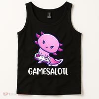 Gamesalotl Axolotl Cute Playing Video Game Tank Top thumb 2