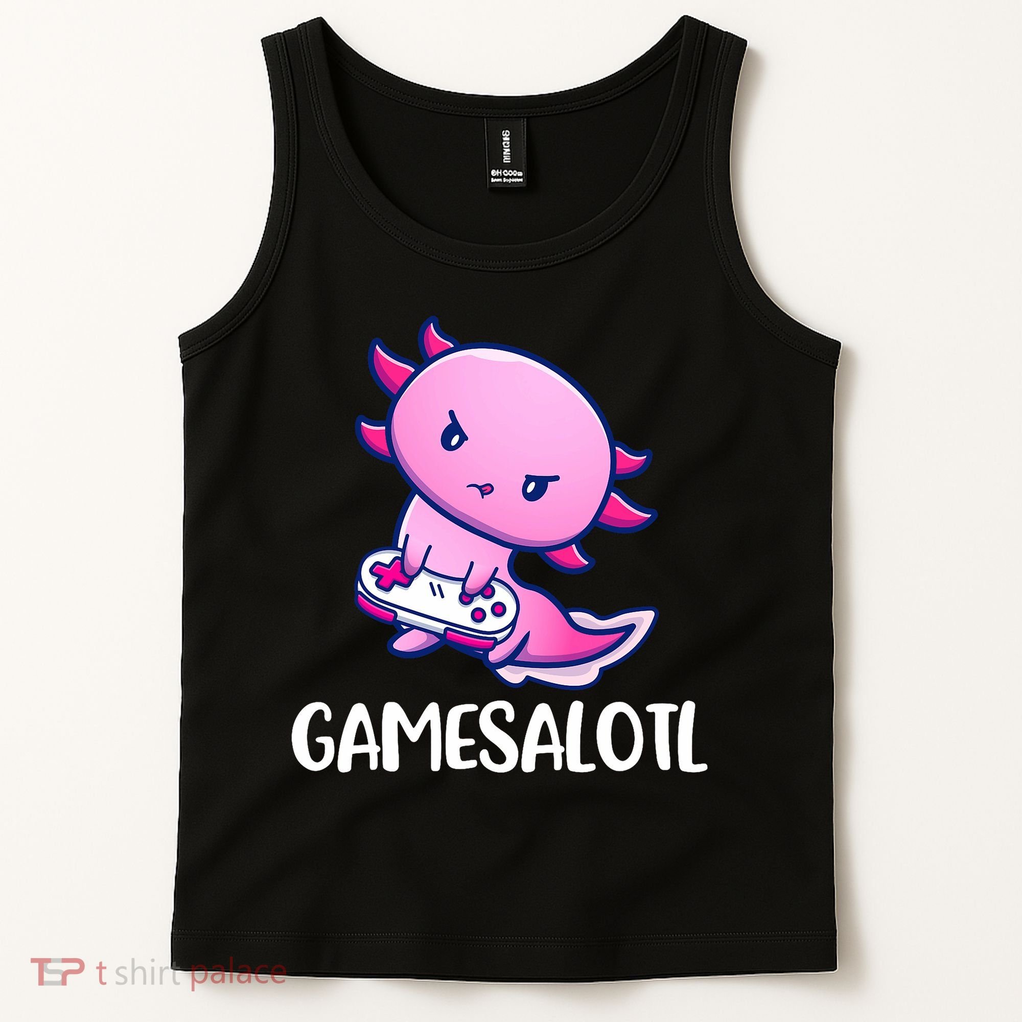 Gamesalotl Axolotl Cute Playing Video Game Tank Top
