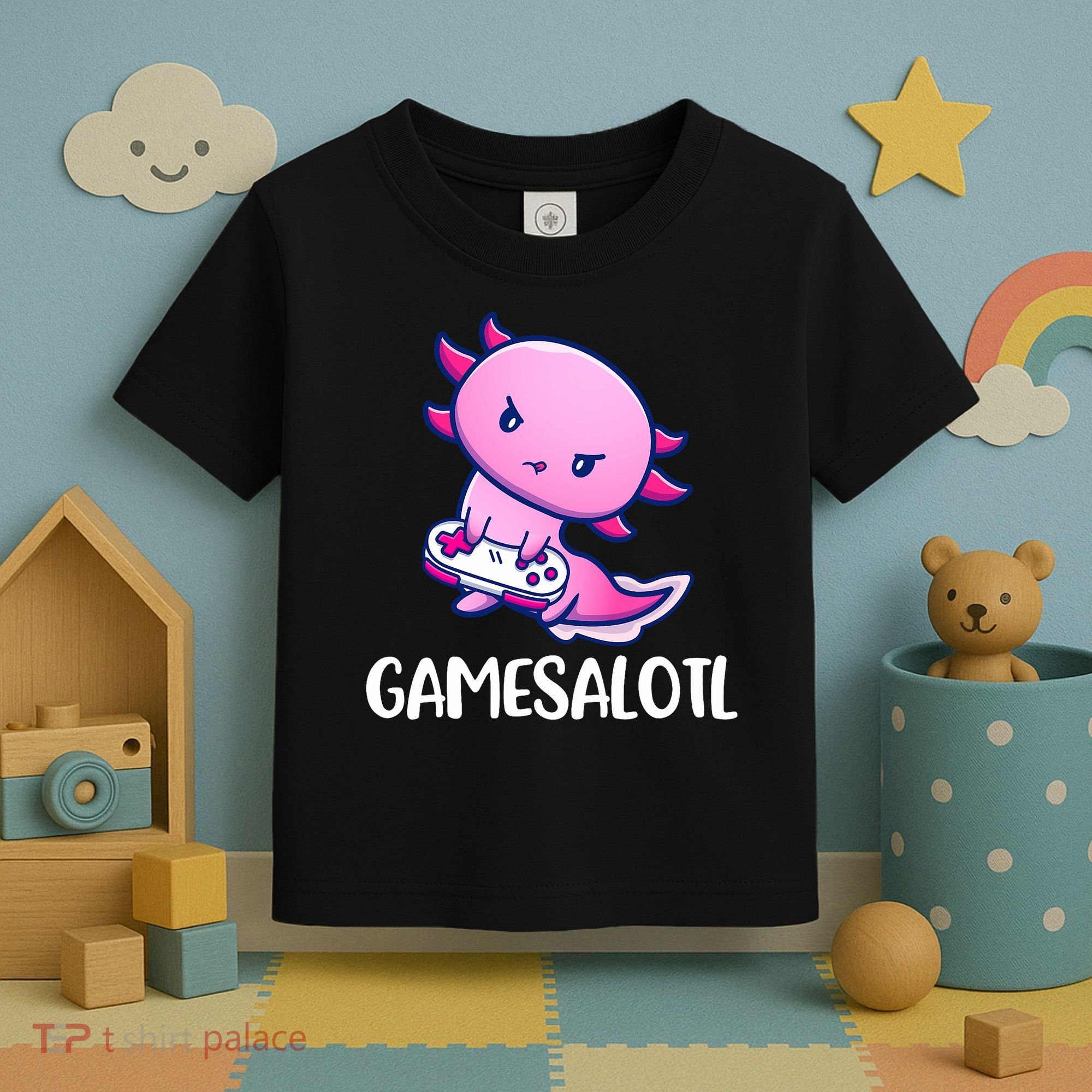 Gamesalotl Axolotl Cute Playing Video Game Toddler T-Shirt