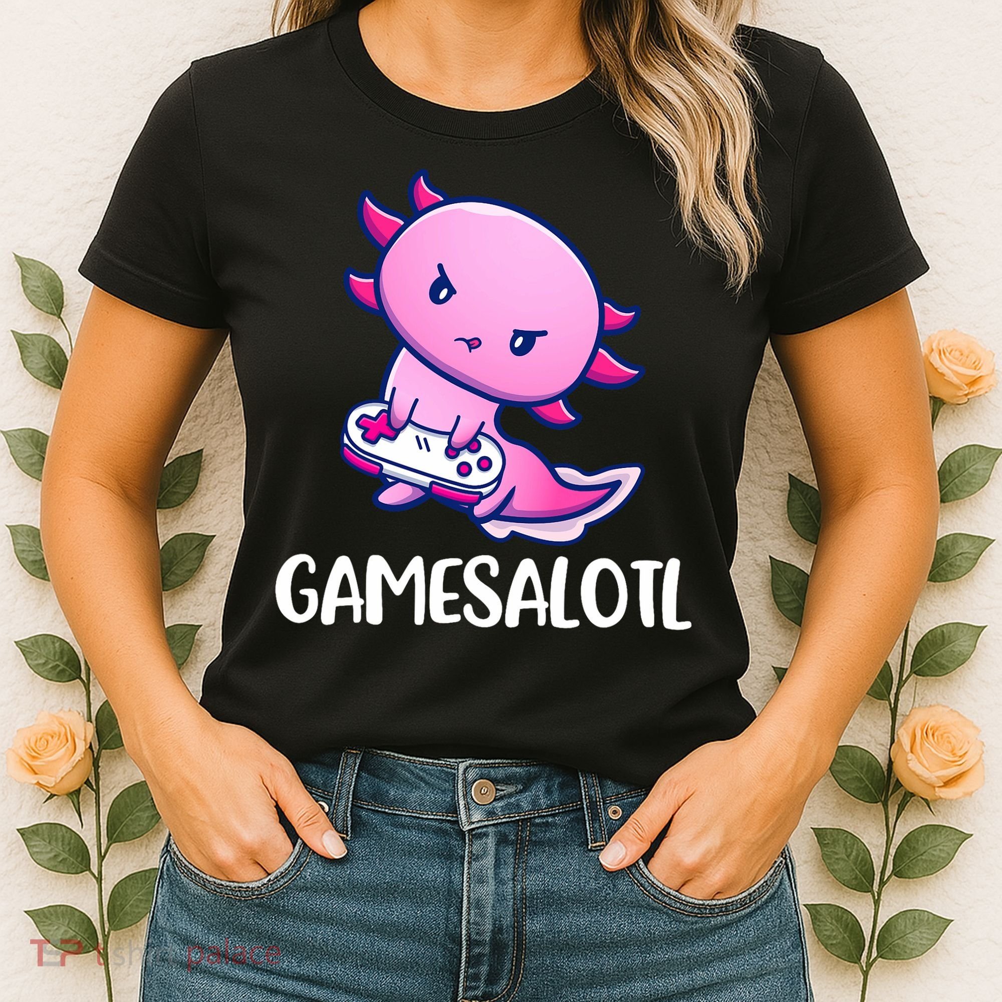 Gamesalotl Axolotl Cute Playing Video Game Women's T-Shirt