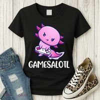 Gamesalotl Axolotl Cute Playing Video Game Women's T-Shirt thumb 3