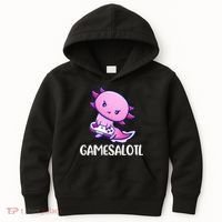 Gamesalotl Axolotl Cute Playing Video Game Kids Hoodie thumb 0