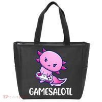 Gamesalotl Axolotl Cute Playing Video Game Tote Bag thumb 0