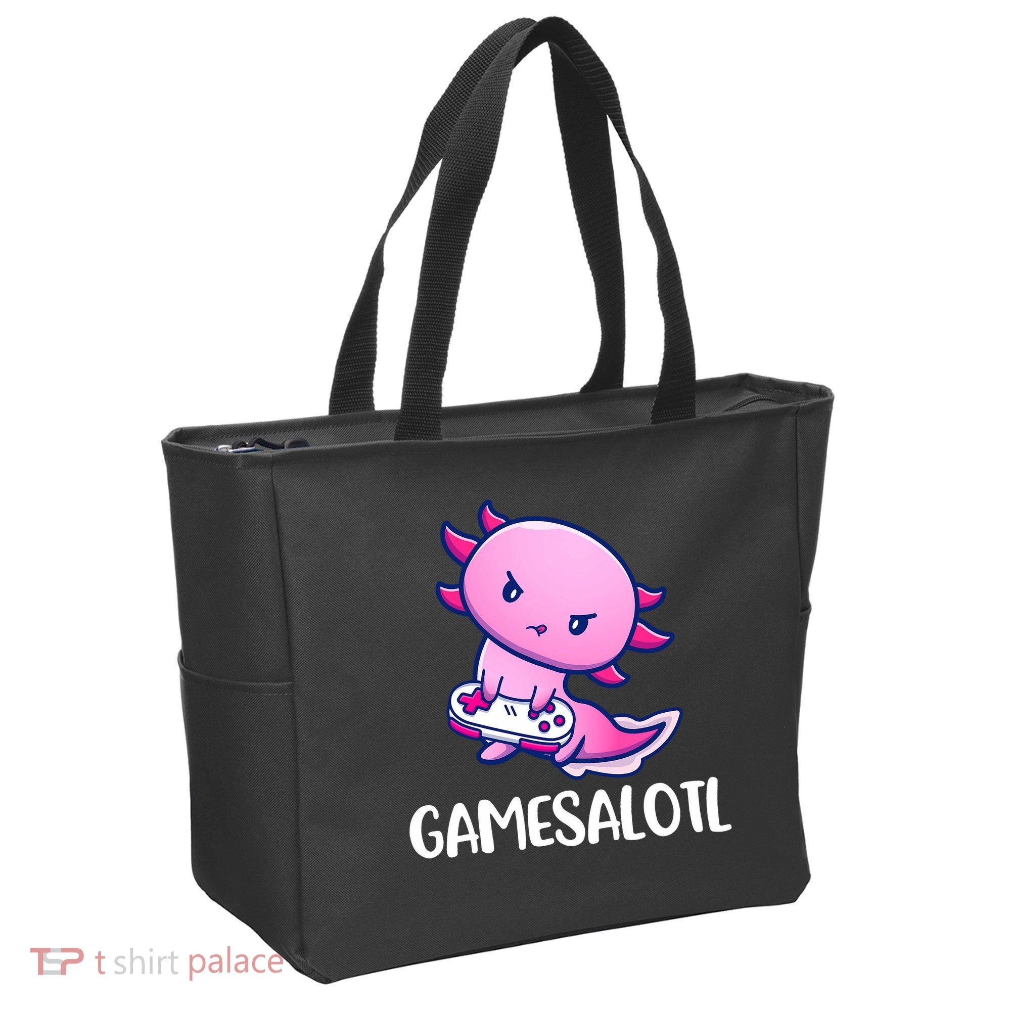 Gamesalotl Axolotl Cute Playing Video Game Tote Bag