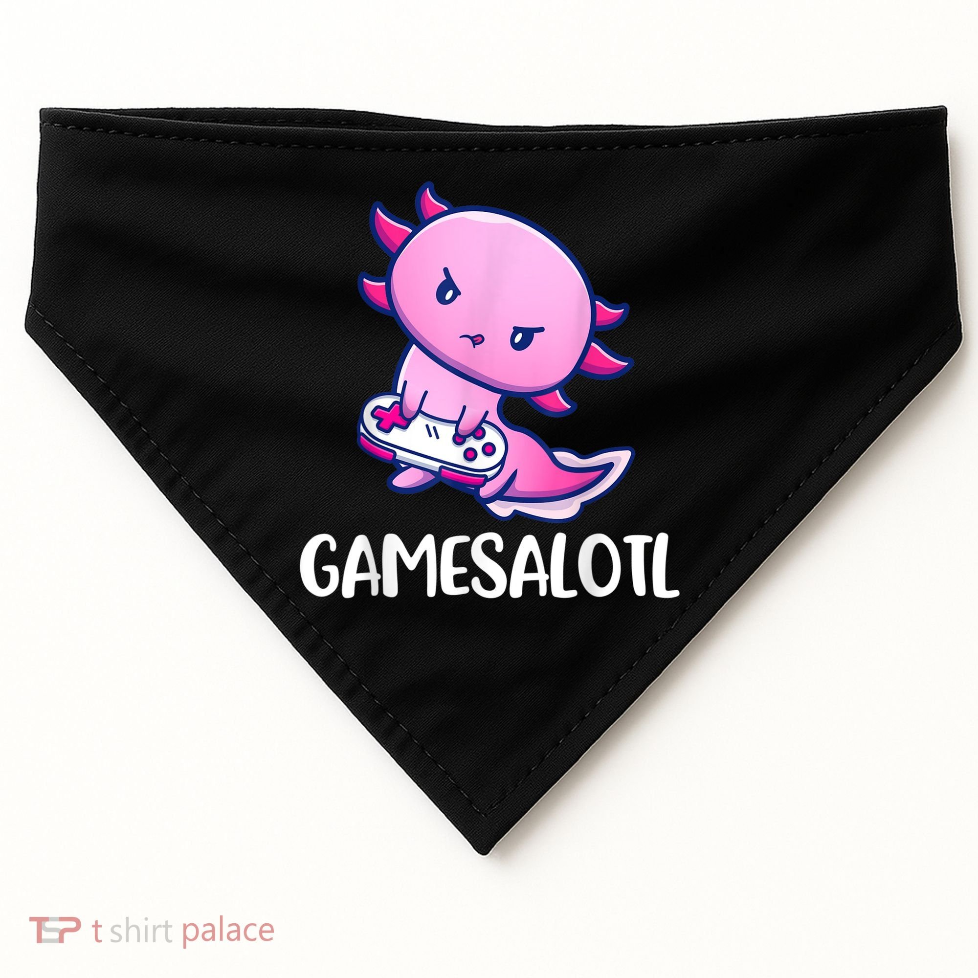 Gamesalotl Axolotl Cute Playing Video Game USA-Made Doggie Bandana
