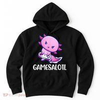 Gamesalotl Axolotl Cute Playing Video Game Hoodie thumb 0