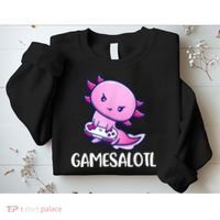 Gamesalotl Axolotl Cute Playing Video Game Sweatshirt thumb 2