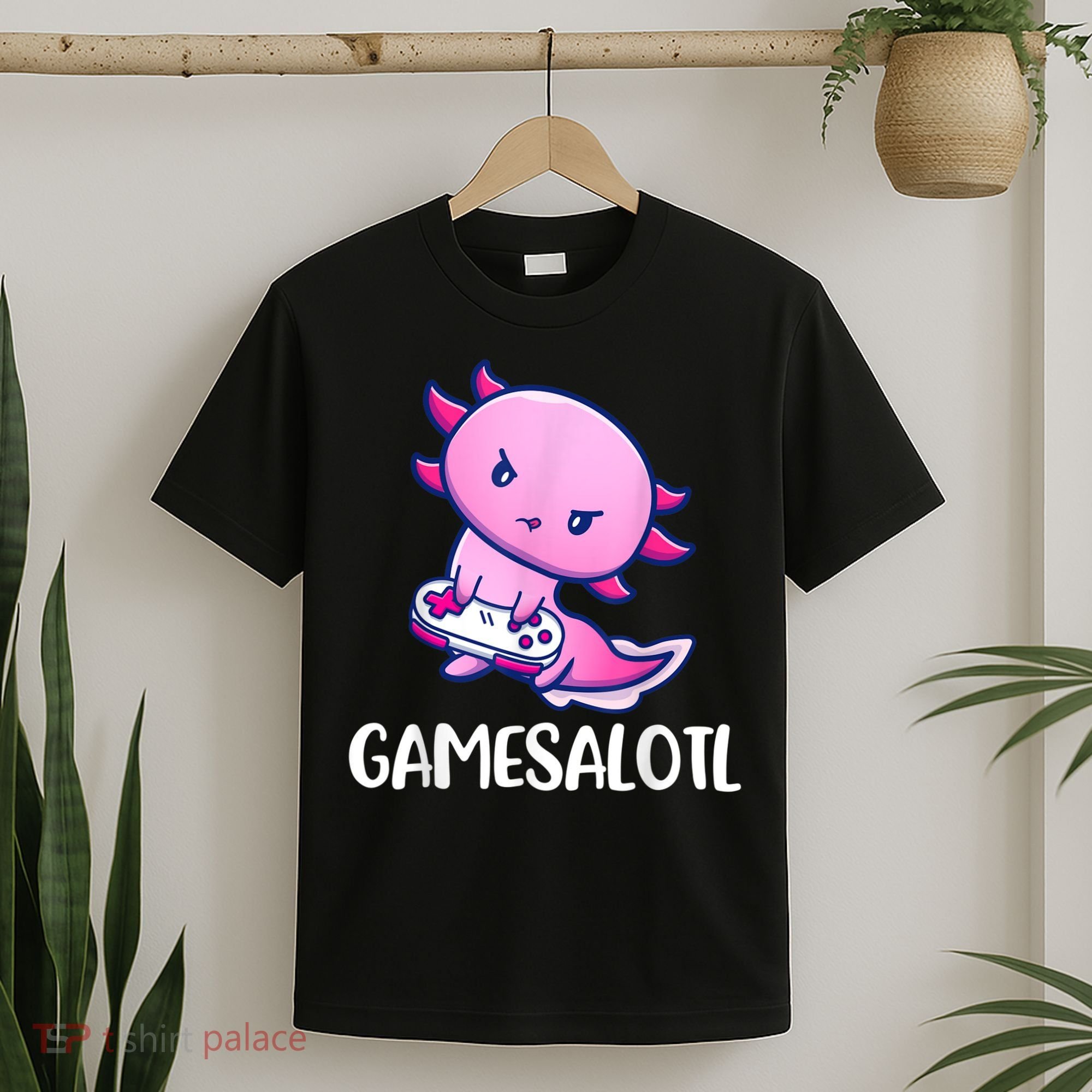 Gamesalotl Axolotl Cute Playing Video Game T-Shirt