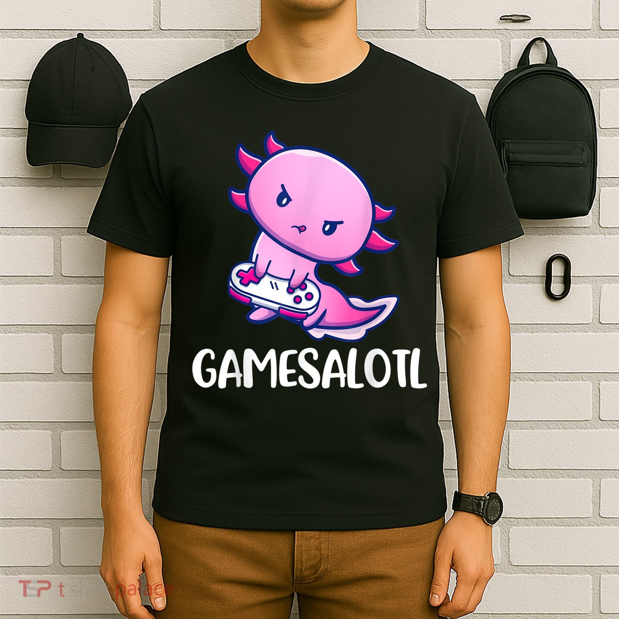Gamesalotl Axolotl Cute Playing Video Game T-Shirt
