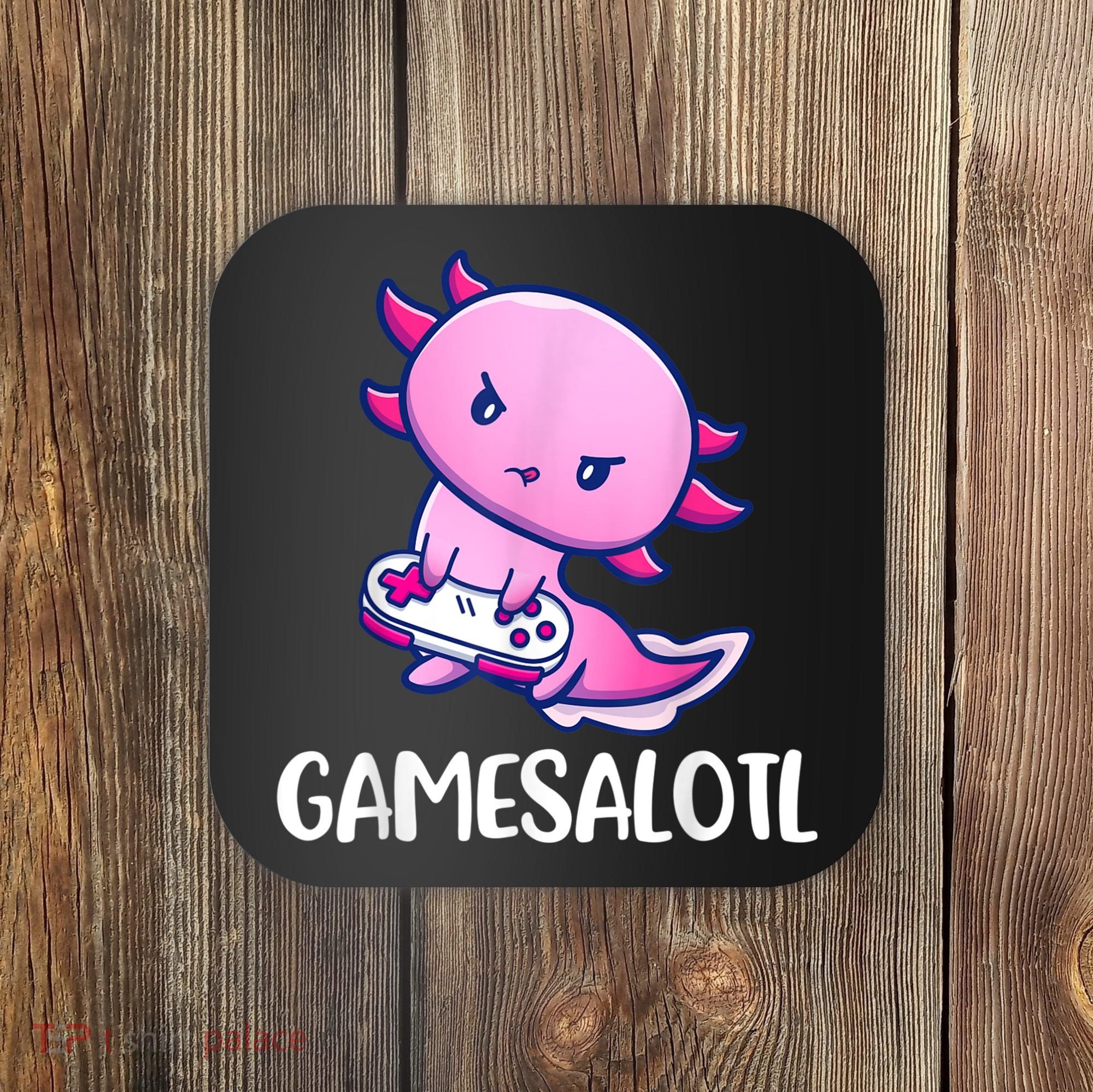 Gamesalotl Axolotl Cute Playing Video Game Coaster