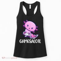 Gamesalotl Axolotl Cute Playing Video Game Women's Tank Top thumb 0