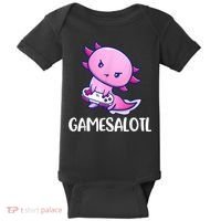 Gamesalotl Axolotl Cute Playing Video Game Baby Bodysuit thumb 0