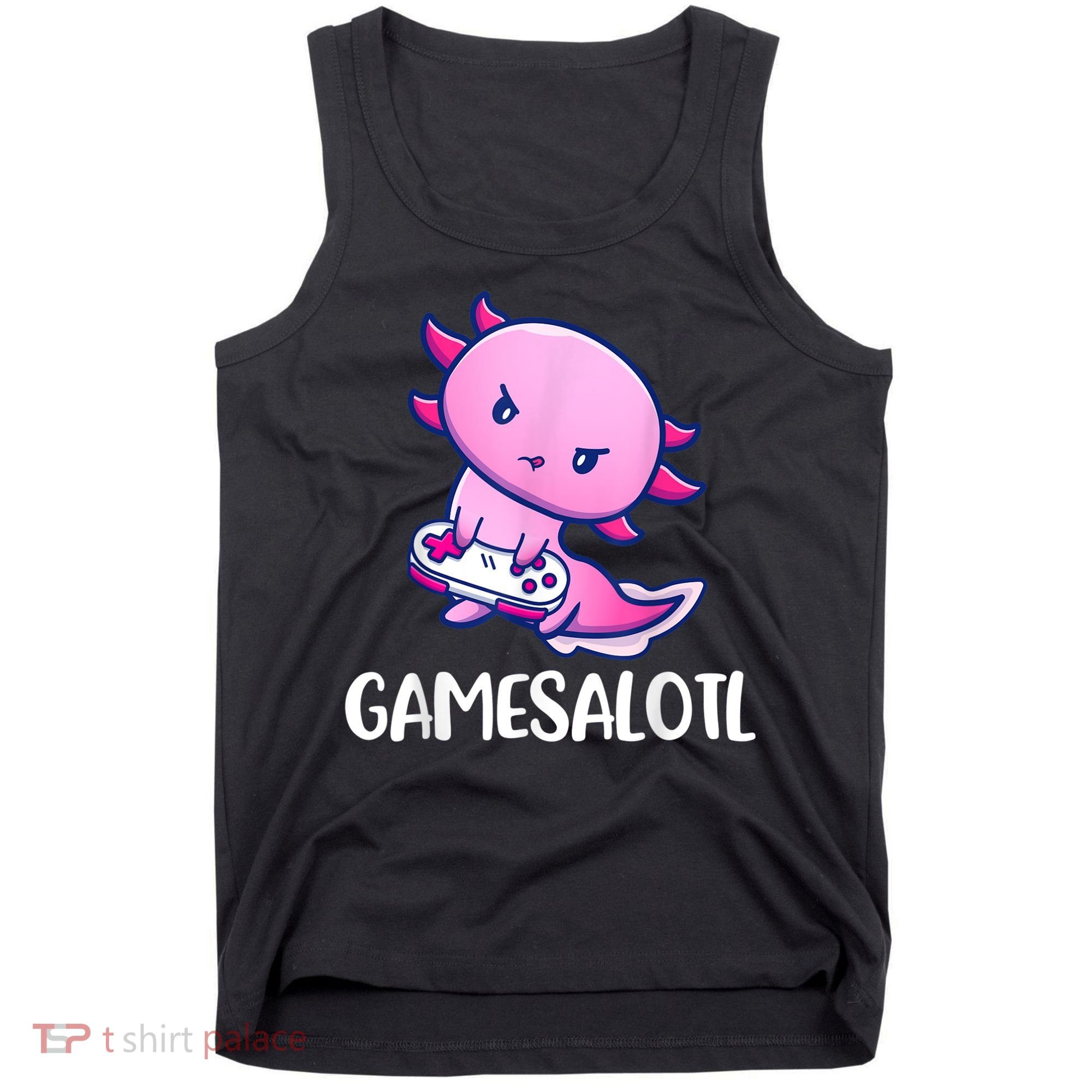 Gamesalotl Axolotl Cute Playing Video Game Tank Top