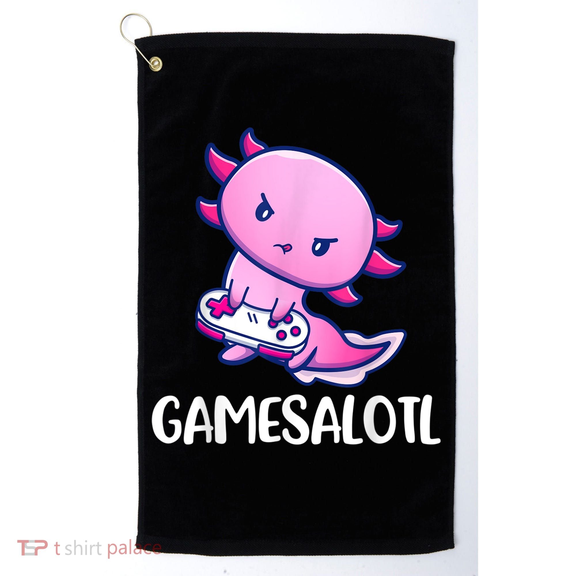 Gamesalotl Axolotl Cute Playing Video Game Golf Towel