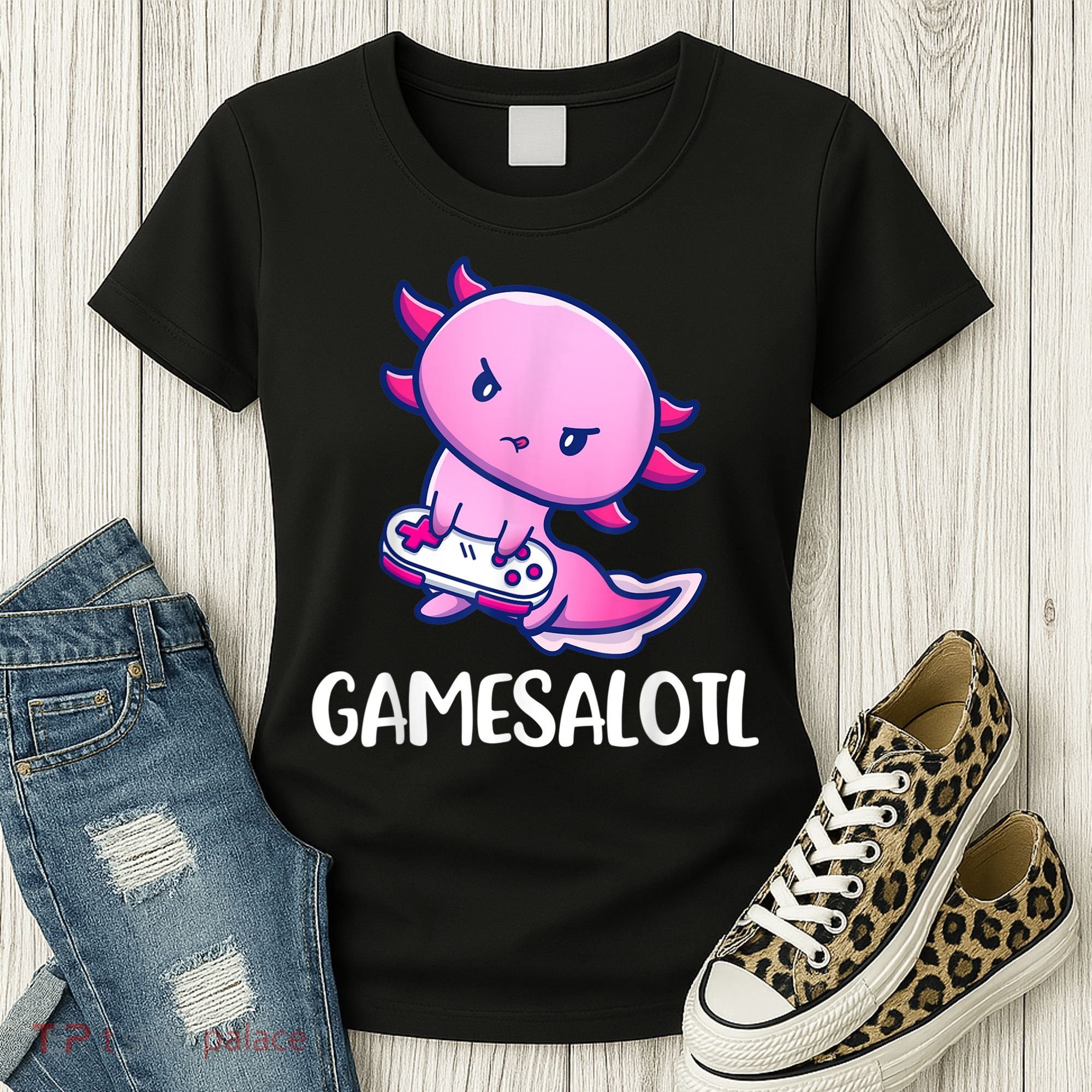 Gamesalotl Axolotl Cute Playing Video Game Women's T-Shirt