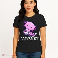 Gamesalotl Axolotl Cute Playing Video Game Women's T-Shirt thumb 4