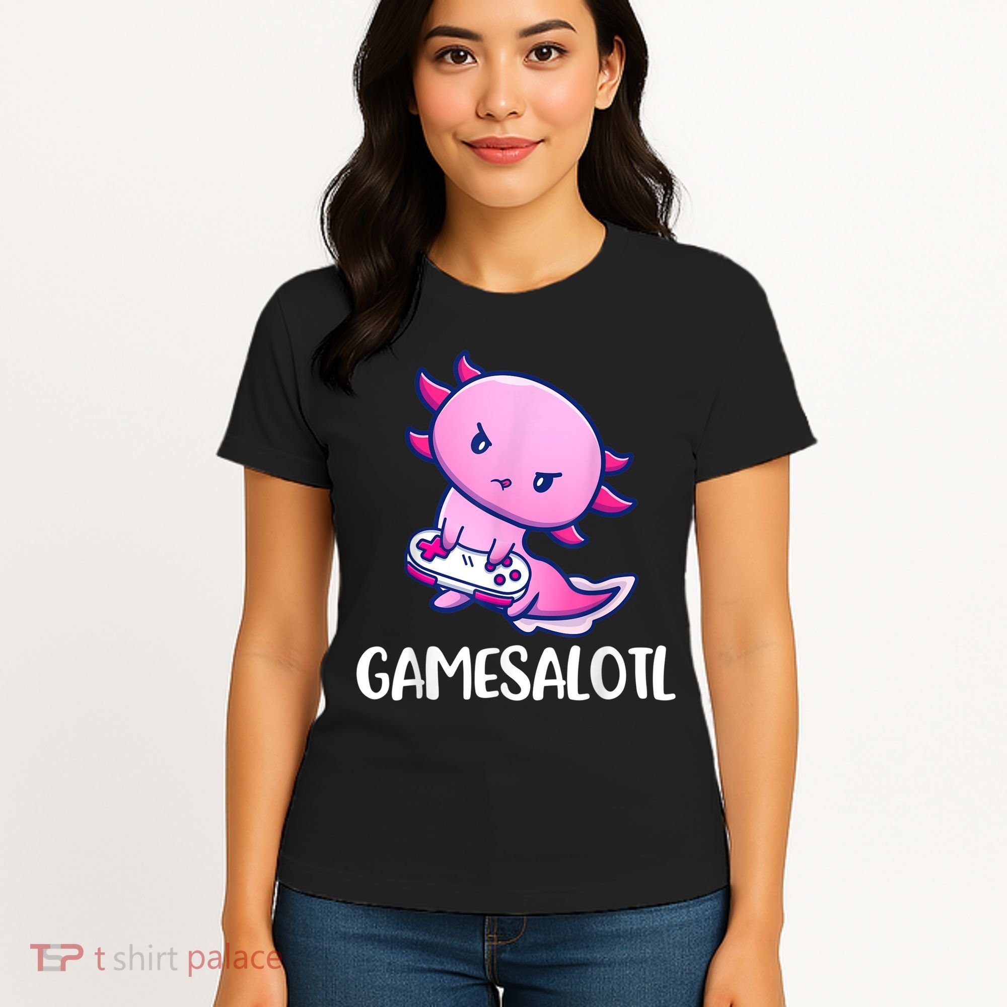 Gamesalotl Axolotl Cute Playing Video Game Women's T-Shirt
