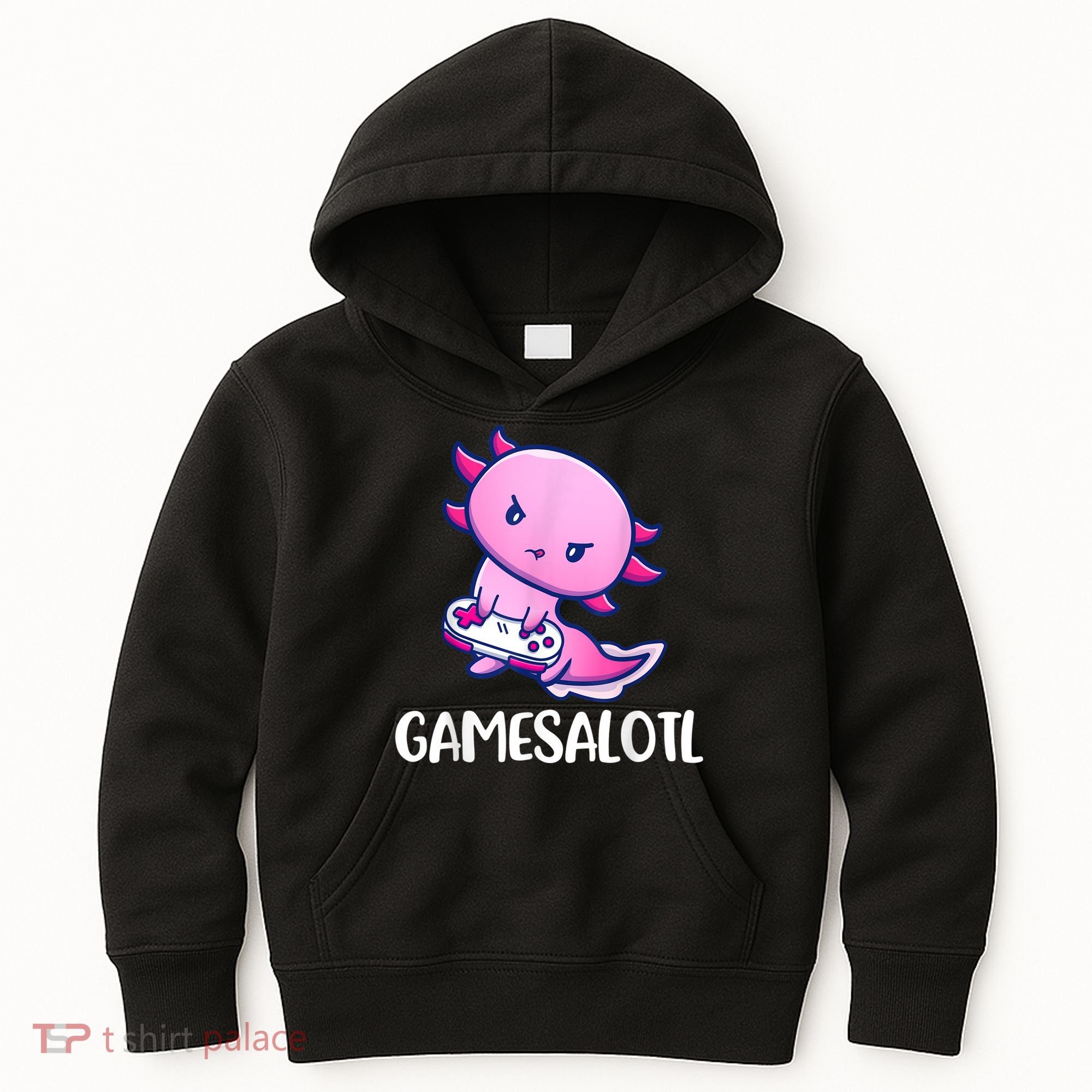 Gamesalotl Axolotl Cute Playing Video Game Kids Hoodie