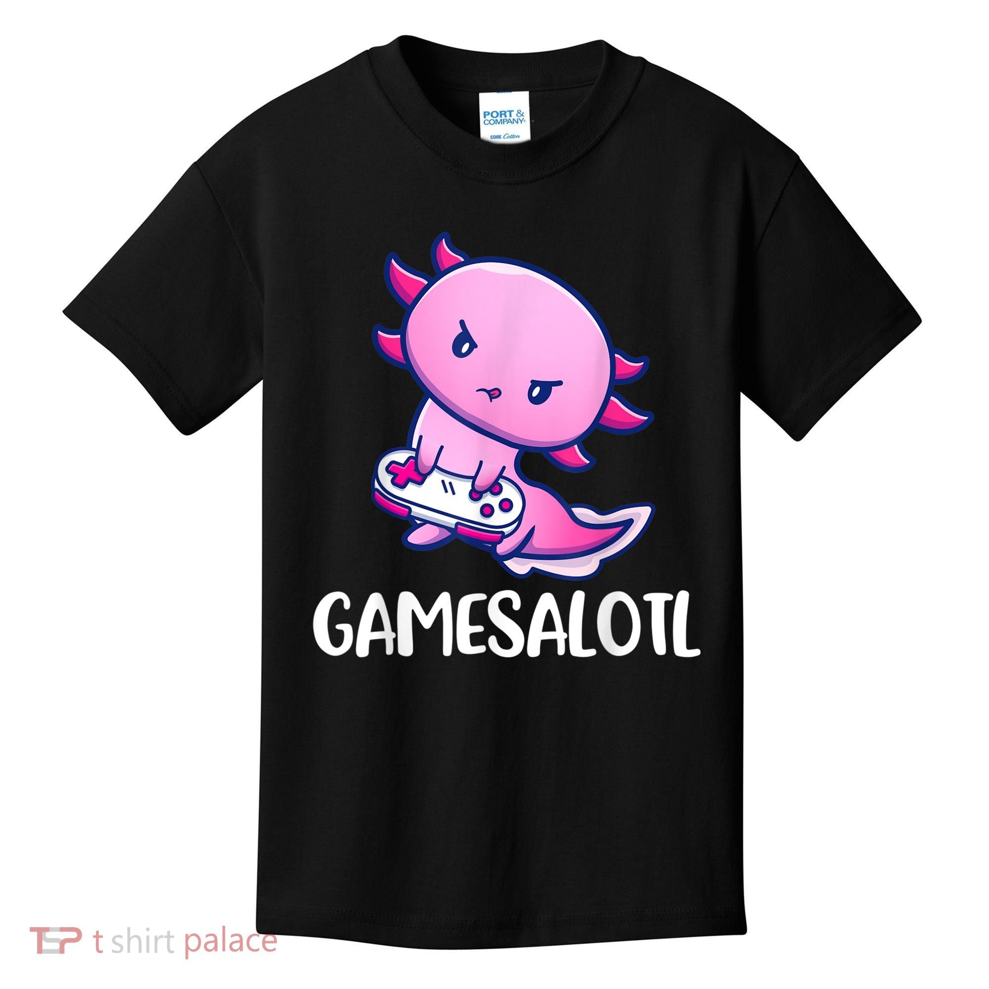 Gamesalotl Axolotl Cute Playing Video Game Kids T-Shirt