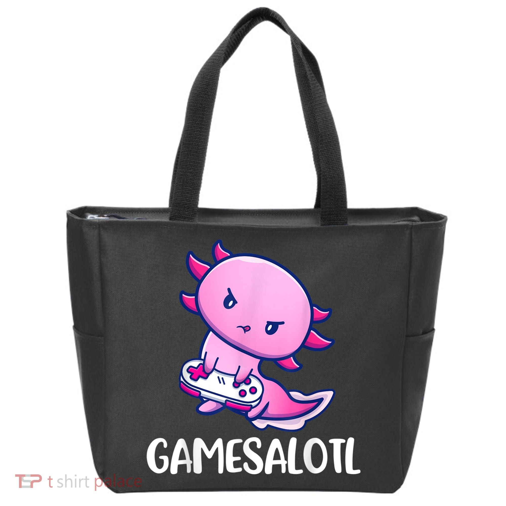 Gamesalotl Axolotl Cute Playing Video Game Tote Bag
