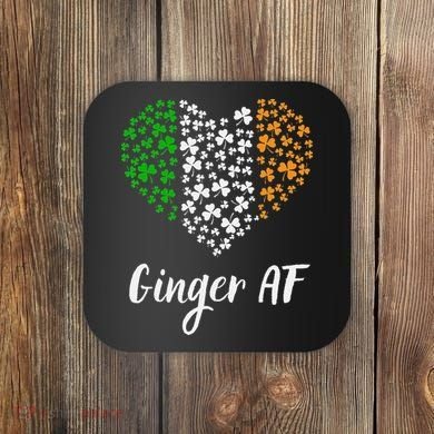 Ginger AF Drinking Redhead Irish St Patrick's Day Coaster