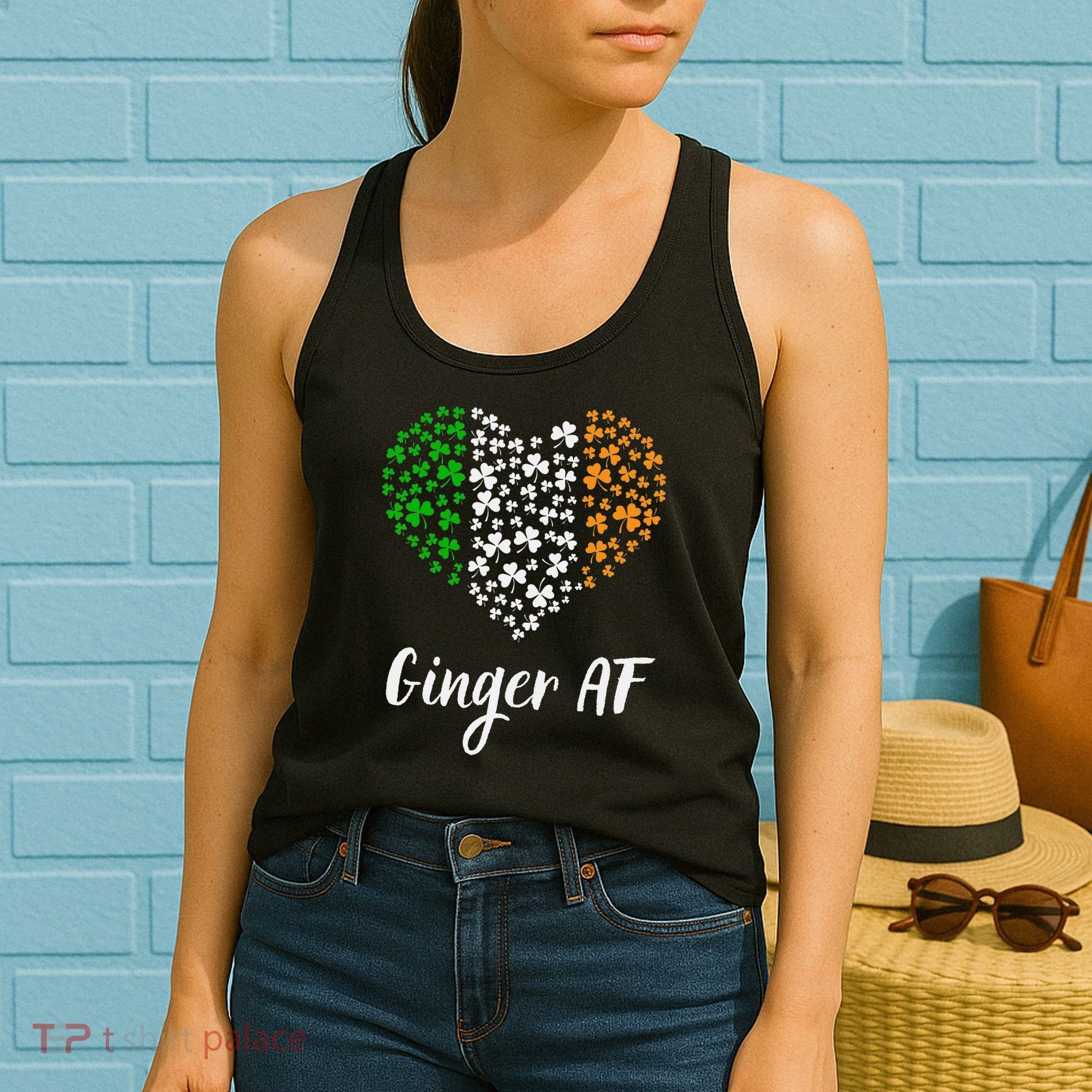 Ginger AF Drinking Redhead Irish St Patrick's Day Women's Tank Top